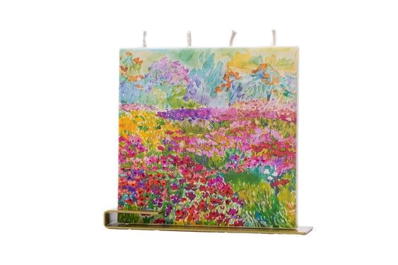 Flat Handmade Candle-Square Colorful Field of Wild Flowers