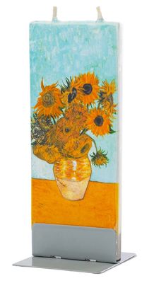 Flat Hand Crafted Candle Vincent van Gogh - Sunflowers on Blue