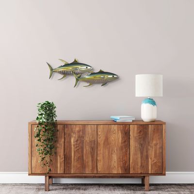 TUNA PAIR METAL WALL SCULPTURE