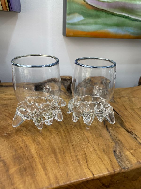 TIPSY CUP CRYSTAL WITH SILVER RIM