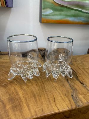 TIPSY CUP CRYSTAL WITH SILVER RIM