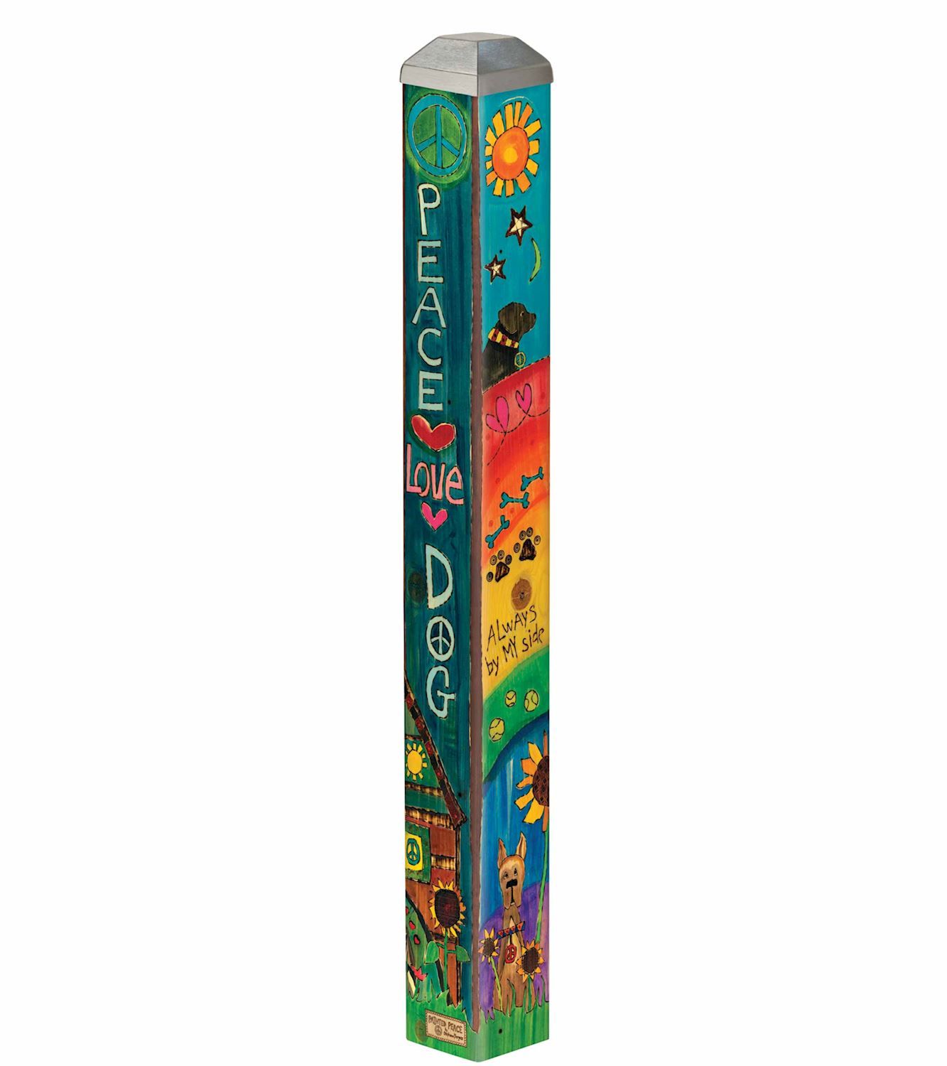 MINI ART POLE 16&quot; PEACE LOVE DOG