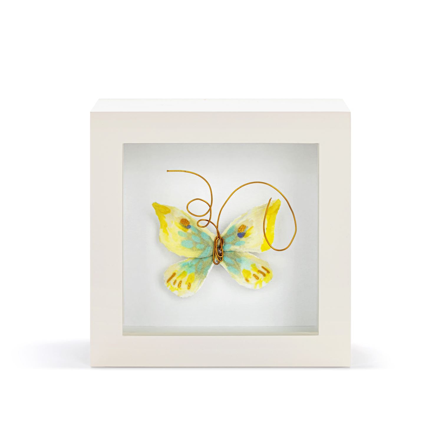 Endlessly Hopeful Yellow &amp; Green Butterfly Shadow Box - 4in