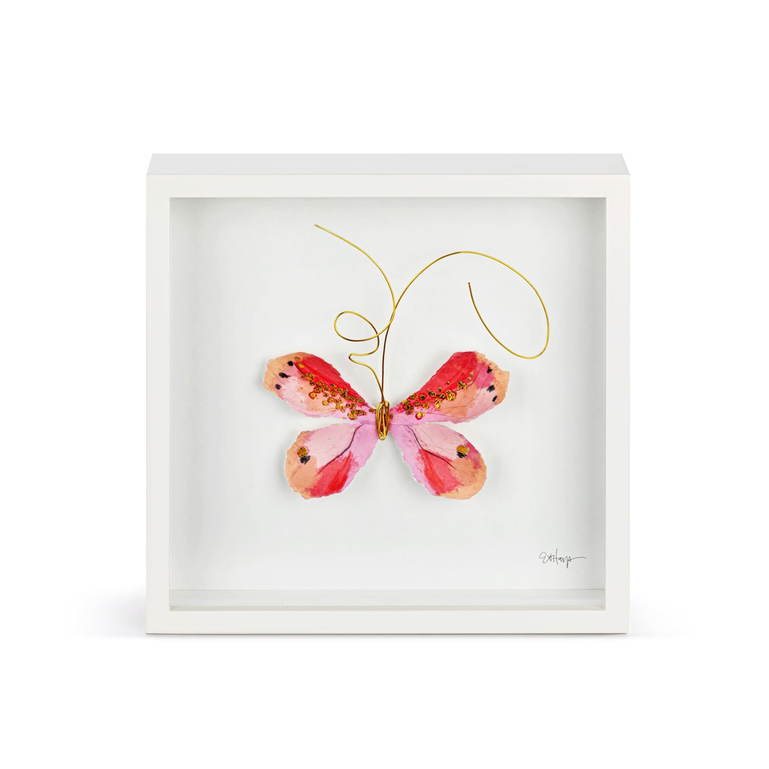 Pink Butterfly Wall Art - 10&quot;sq