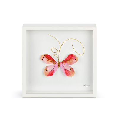Pink Butterfly Wall Art - 10&quot;sq