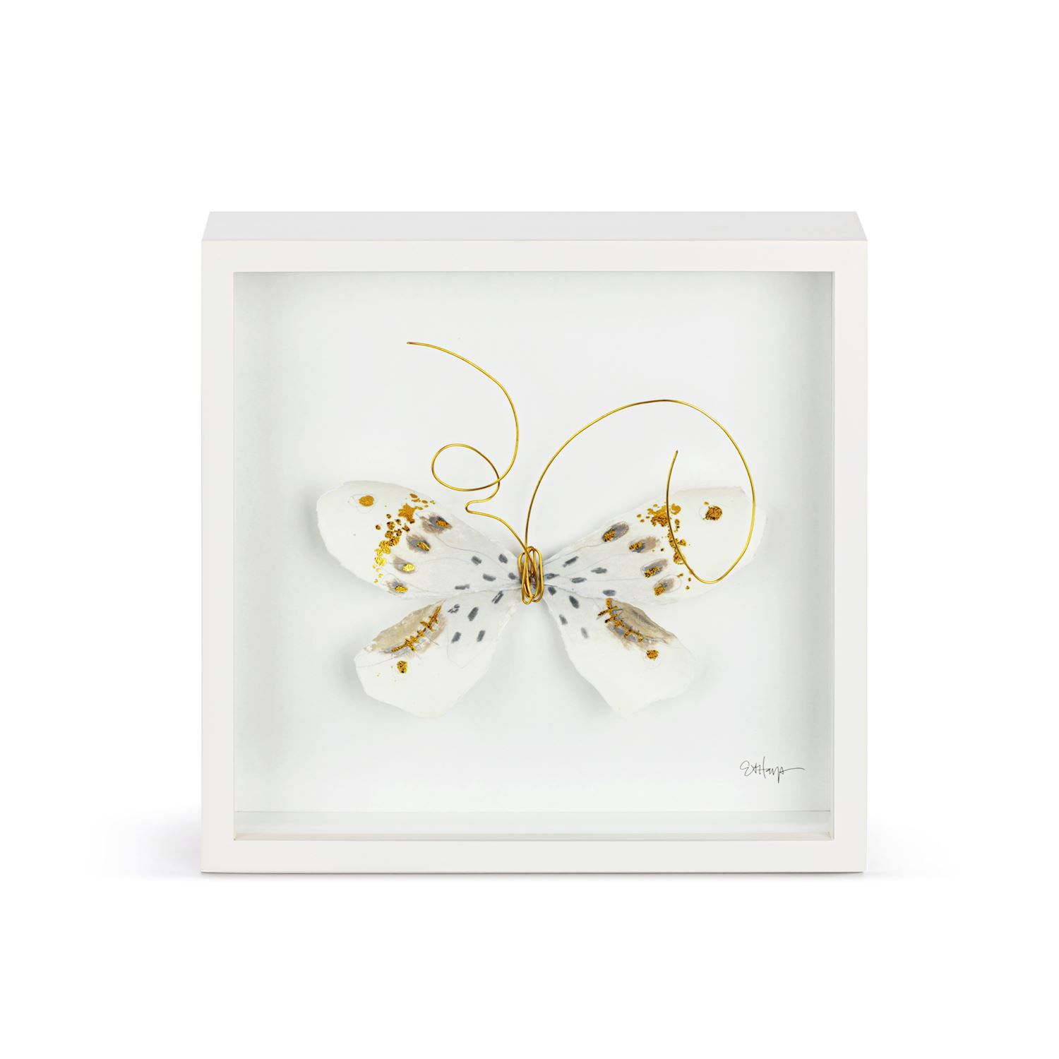 White &amp; Gold Butterfly Wall Art - 10&quot;sq