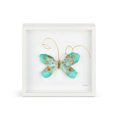 Turquoise &amp; Gold Butterfly Wall Art - 10&quot;sq