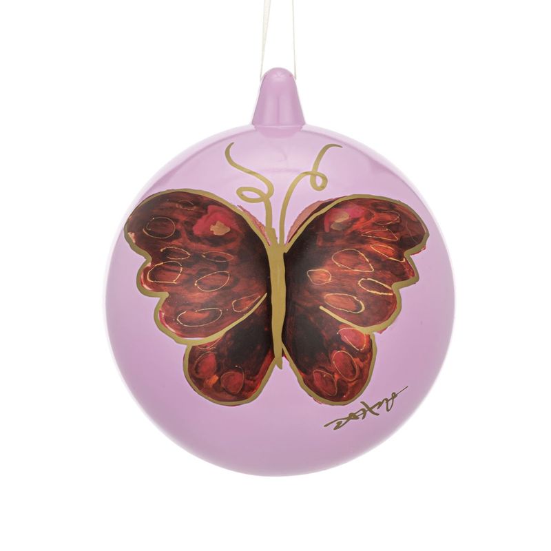 Merlot Butterfly Lilac Round Ornament - 4in