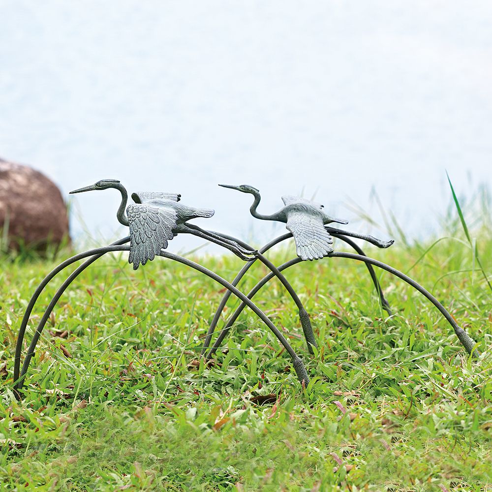 Cranes and Reeds Garden Pair