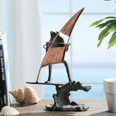 Wave Catching Surfer Frog Sculpture