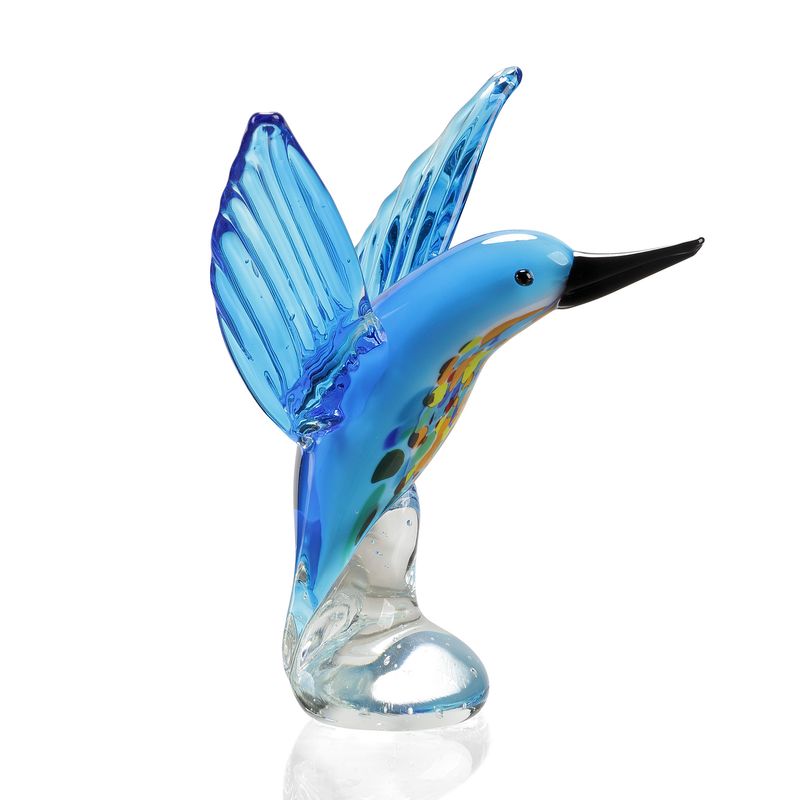 Art Glass Blue Hummingbird