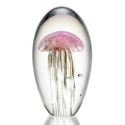 ART GLASS PINK JELLYFISH - GLOW IN THE DARK