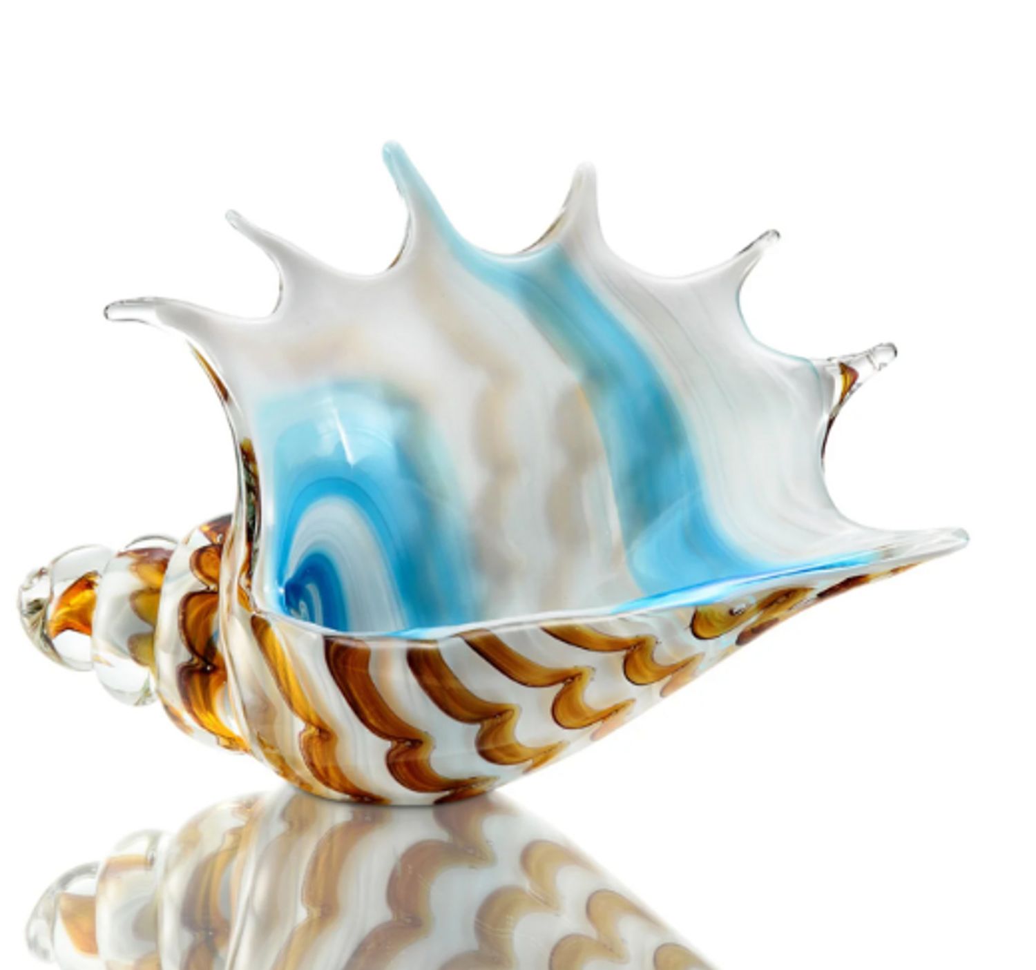 Art Glass Striped Conch Shell Sculpture