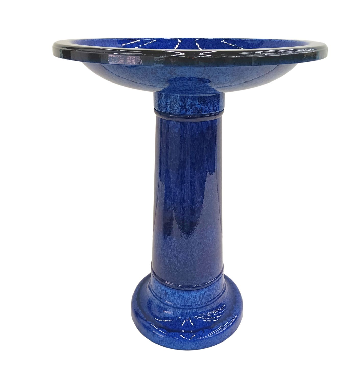 LIGHTWEIGHT GLAZED BIRDBATH, Color: BLUE