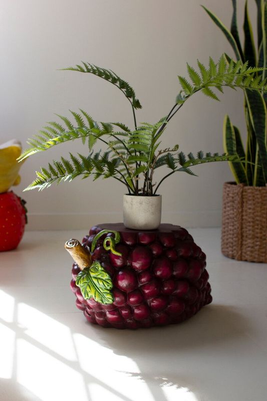 Stone Composite Fruit Accent Stool / Grapes