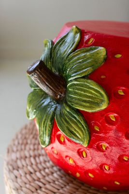 Stone Composite Fruit Accent Stool / Strawberry
