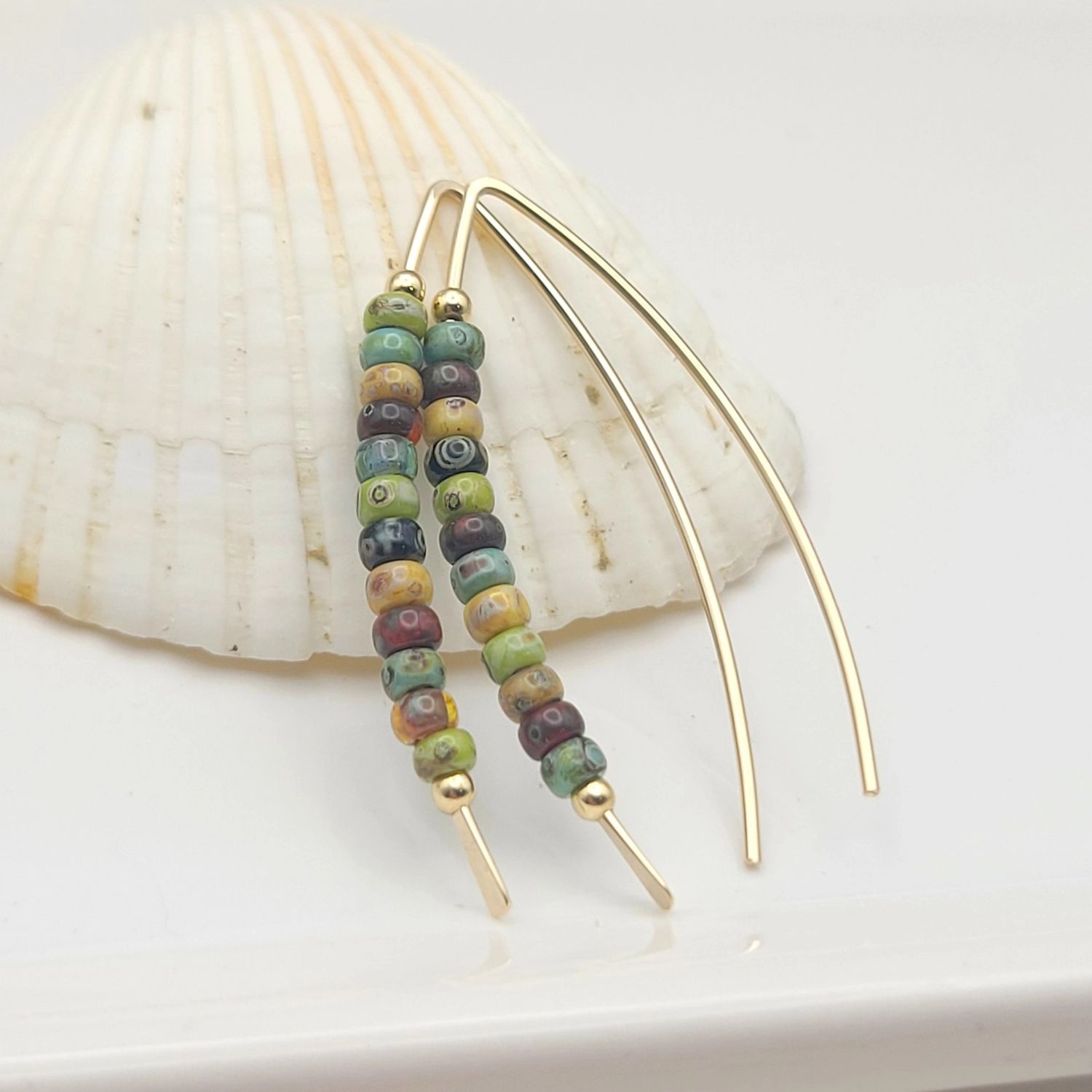 14k Gold Filled and Colorful Beaded Earrings