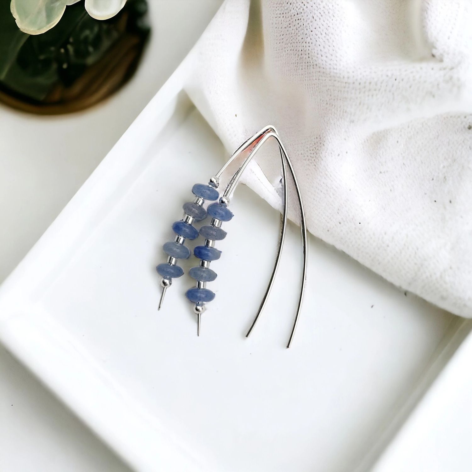 Blue Aventurine and Sterling Silver Threaders