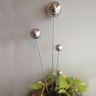 LARGE Stainless Steel Garden Lollipop Stakes, (22.5&quot;H, 3&quot;DIAMETER BALL)