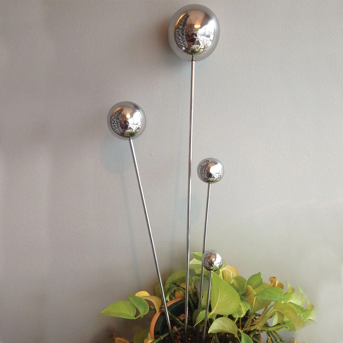 LARGE Stainless Steel Garden Lollipop Stakes, (22.5&quot;H, 3&quot;DIAMETER BALL)