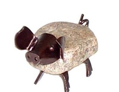FRANCIS PIGLET STONE &amp; METAL SCULPTURE