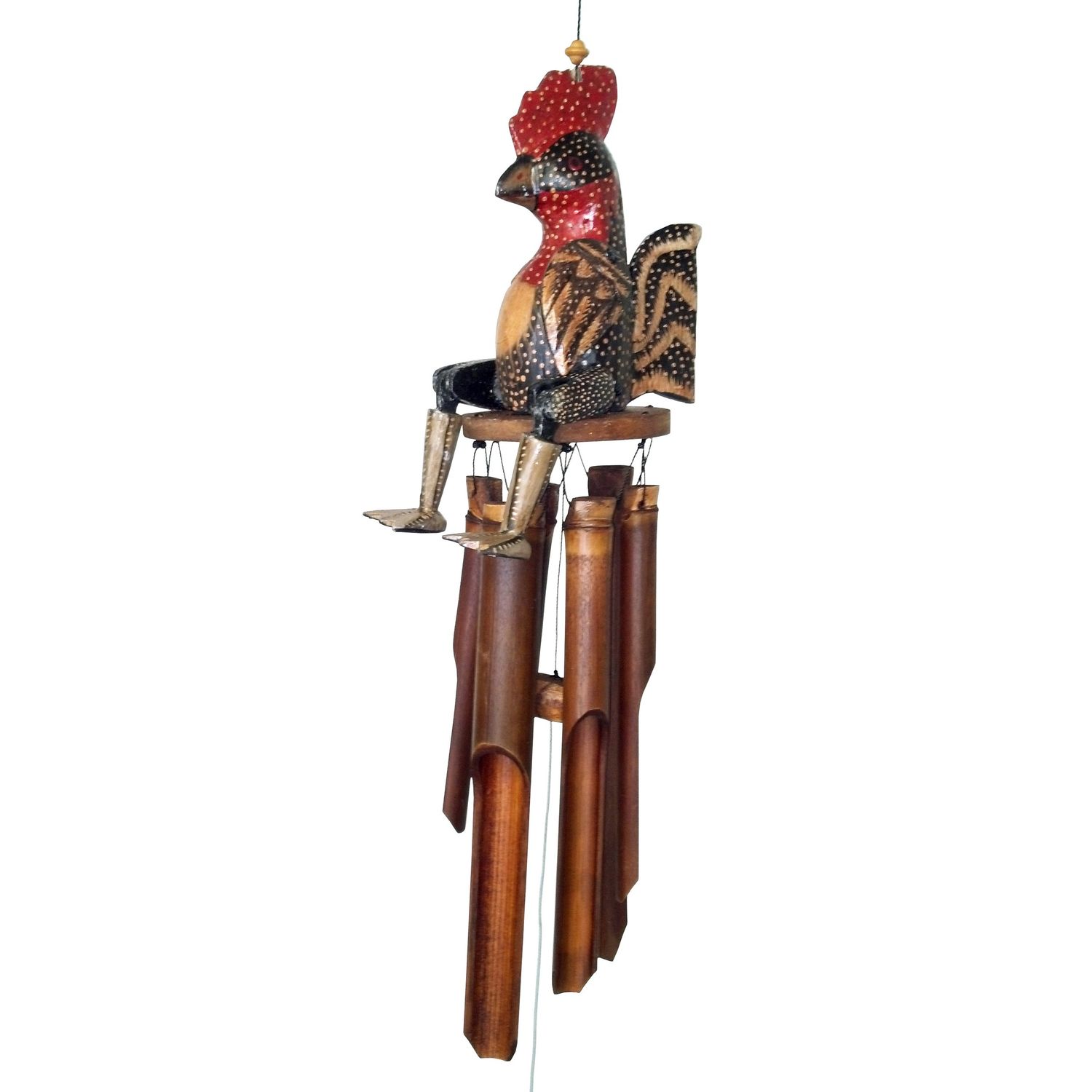 SITTING DOTTIE ROOSTER BAMBOO WIND CHIME