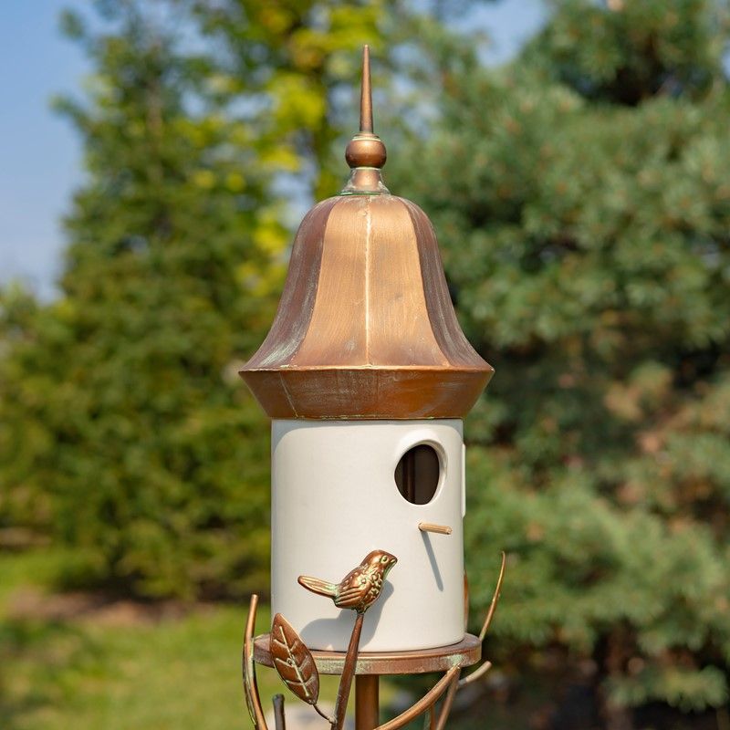 IRON &amp; PORCELAIN BIRDHOUSE STAKE - WHITE Vienna)