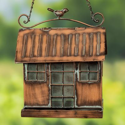 Hanging Iron Bird Feeder with Antique Copper Finish &quot;Cottage&quot;