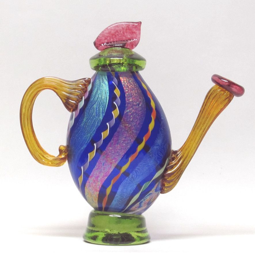 DICHROIC SMALL TEAPOT, Color: COBALT