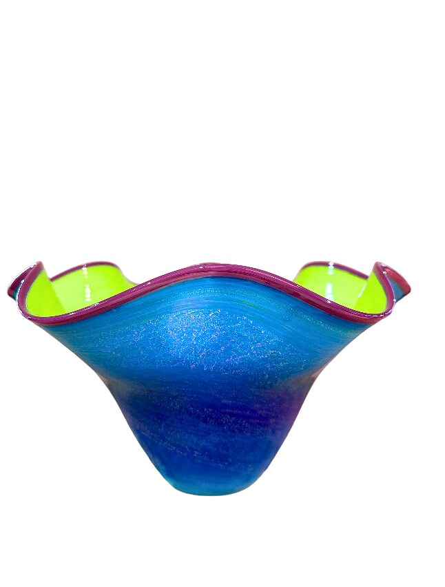 FLUTED DICHROIC BOWL APPLE / AQUA