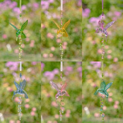 Set of 6 Short Acrylic Hummingbird Ornament in 6 Assorted Colors