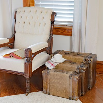Set of 3 Bamboo Finished Suitcase Decor