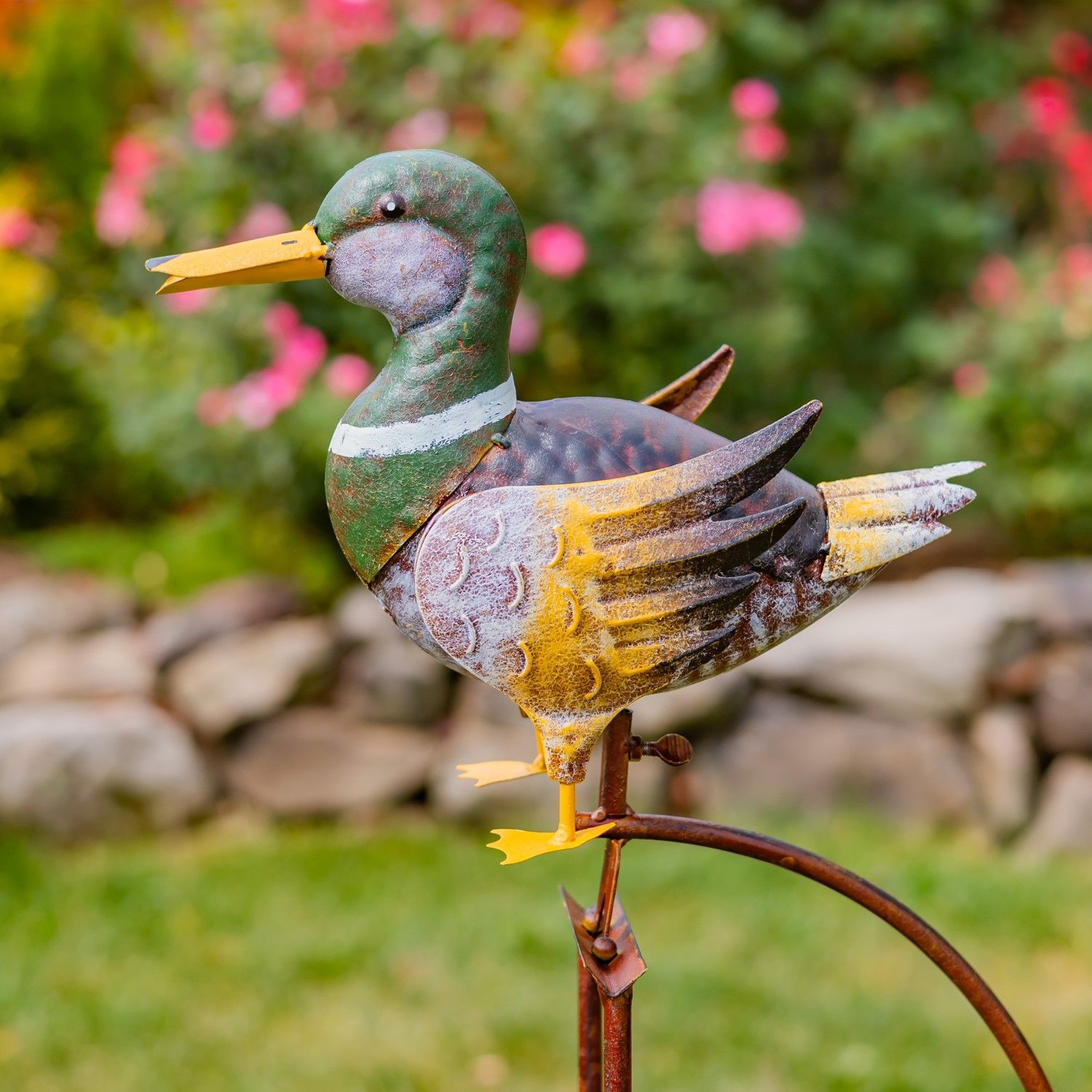 55&quot; Tall Metal Mallard Duck Rocking Stake &quot;Ferdinand&quot;