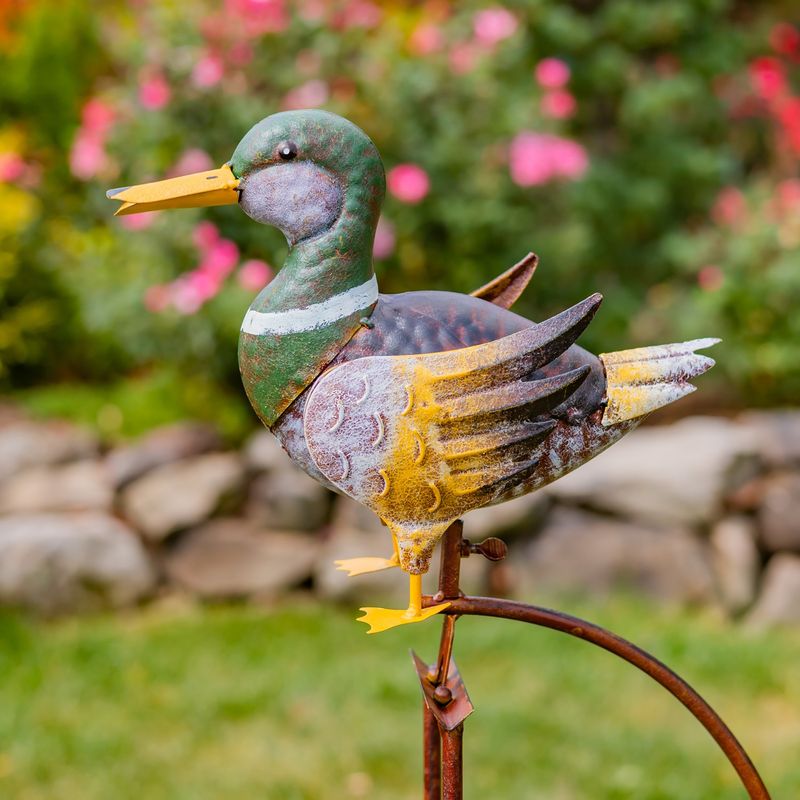 55" Tall Metal Mallard Duck Rocking Stake "Ferdinand"