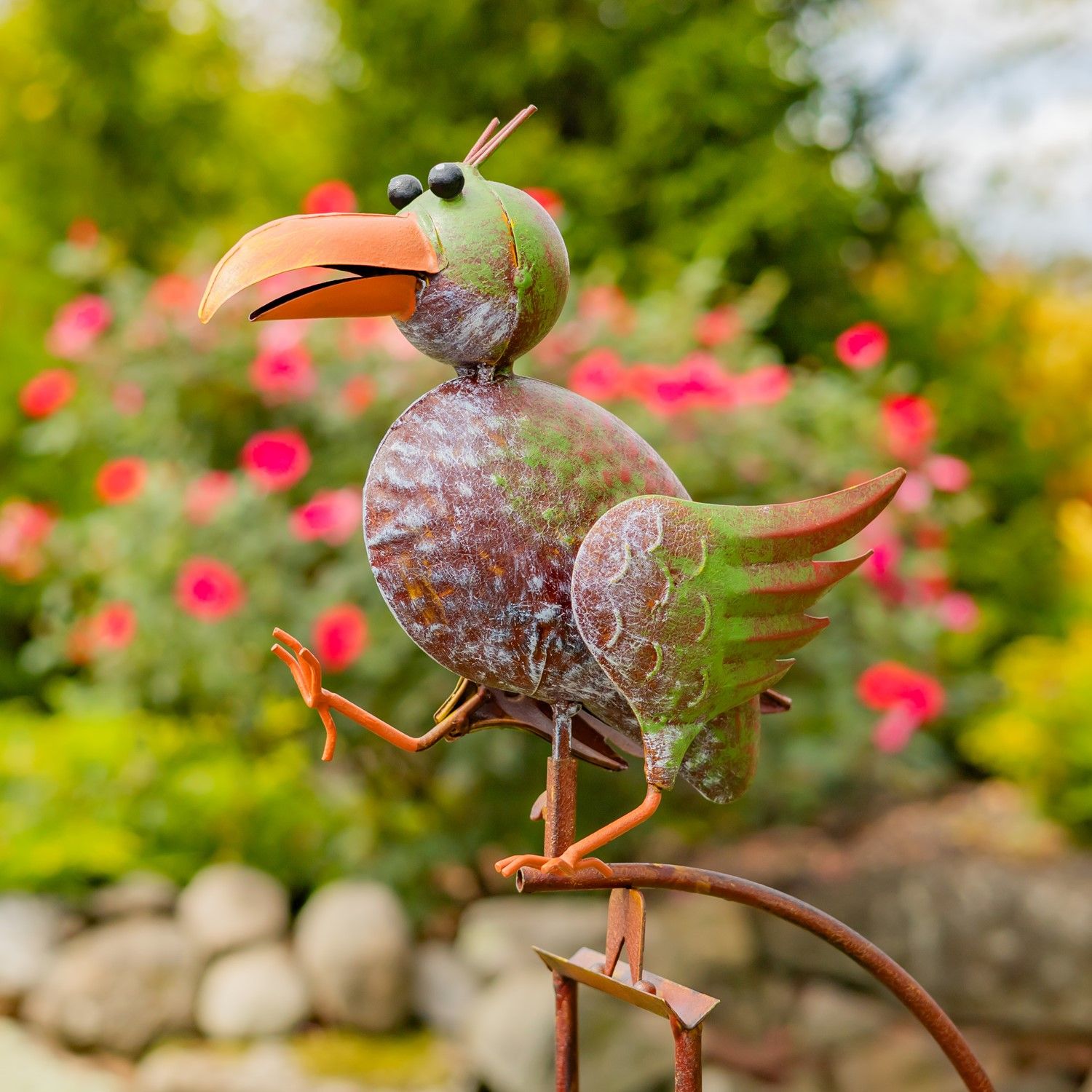 55.25&quot; Tall Metal Parrot Rocking Stake &quot;Pebbles&quot;
