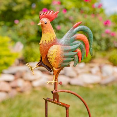 55.5&quot; Tall Metal Rooster Rocking Stake &quot;Benedict&quot;