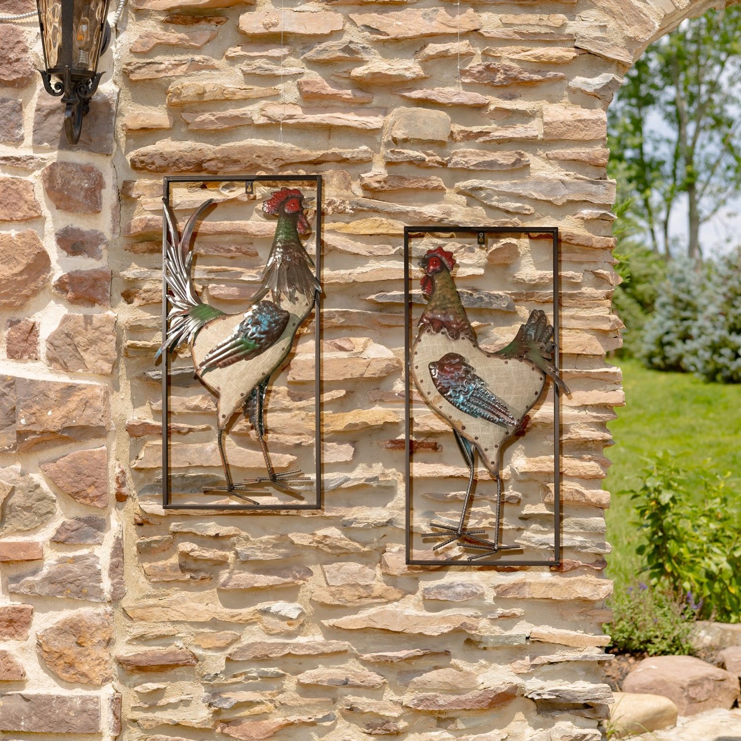 Rooster and Hen Hanging Wall Decor (Set of 2)
