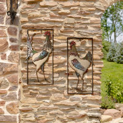 Rooster and Hen Hanging Wall Decor (Set of 2)