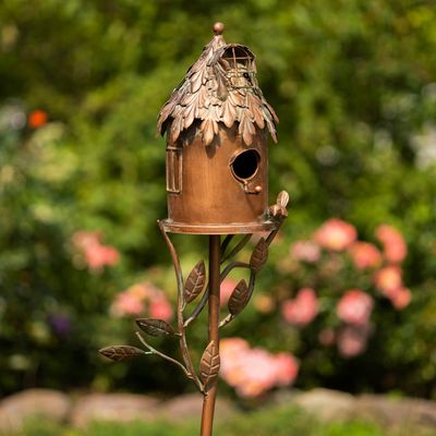 Country Style Iron Birdhouse Stake &quot;Round House&quot;