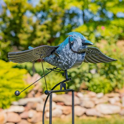 61&quot; Tall Flying Blue Jay Iron Swing Stake