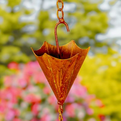 78&quot; Long Iron Umbrella Rain Chain in Antique Rust