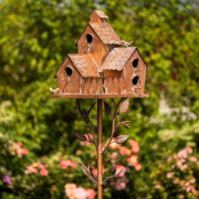 75&quot; Tall Country Style Multi-Home Iron Birdhouse Stake &quot;New Britain&quot;