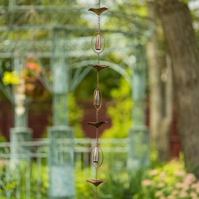 Iron Rain Chain | Mushrooms &amp; Chimes in Antique Bronze