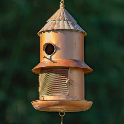 42.5&quot; Long Hanging Iron Birdhouse &amp; Feeder with Wind Chimes &quot;Homestead&quot;