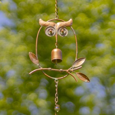 Iron Rain Chain with Owls &amp; Small Bell Details