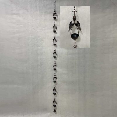 96&quot; Long Antique Bronze Iron Rain Chain with Angels