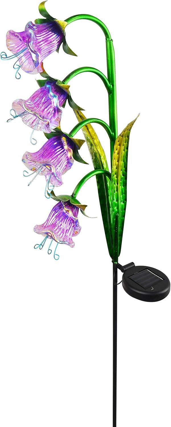 BLUEBELL GLASS SOLAR STAKE - PURPLE