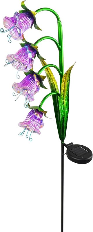 BLUEBELL GLASS SOLAR STAKE - PURPLE