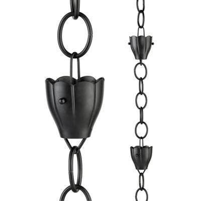 Crocus Rain Chain Black - 8.5 ft., with 6 Large Cups