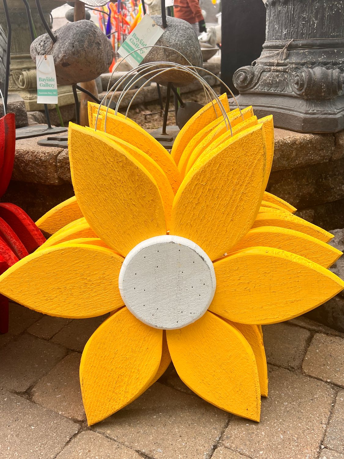 WOODEN SUNFLOWER, Color: YELLOW, Size: LARGE